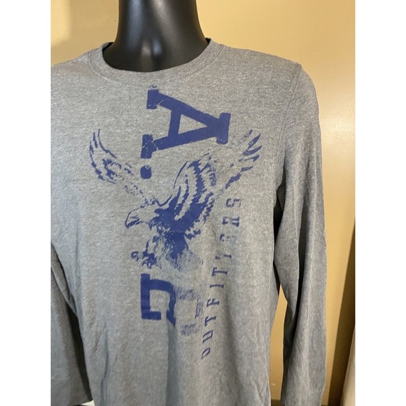 American Eagle Athletic Fit Gray With Blue Logo long Sleeve T Shirt Size M - Picture 6 of 16